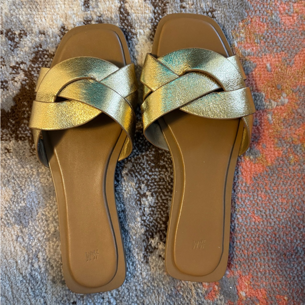2/20$H&M Gold Slide Sandals
